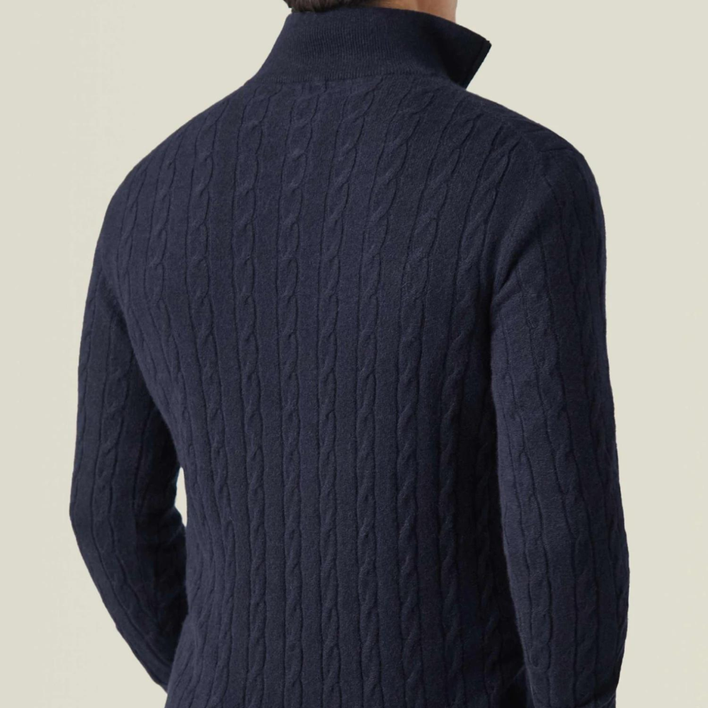 Men's Cable Knit Quarter Zip Sweater - Classic Long Sleeve