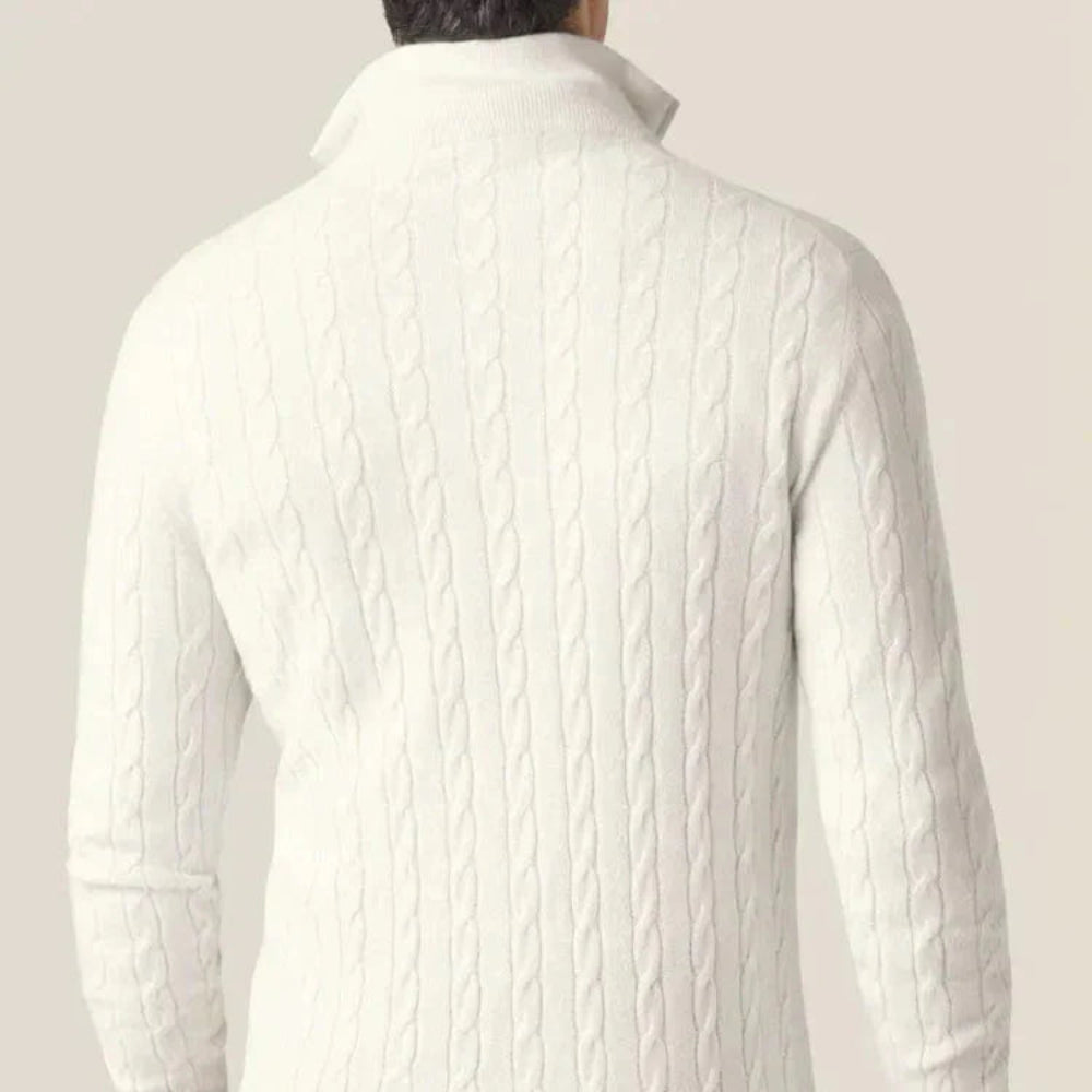Men's Cable Knit Quarter Zip Sweater - Classic Long Sleeve
