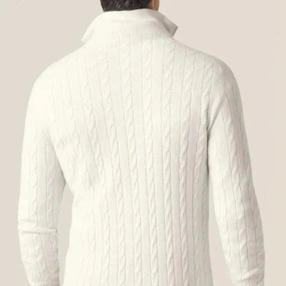 Men's Cable Knit Quarter Zip Sweater - Classic Long Sleeve