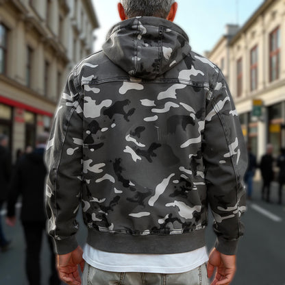 Men's Camouflage Hooded Military Jacket - Zip Front Style