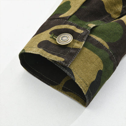 Men's Camouflage Military Utility Jacket - Button Front