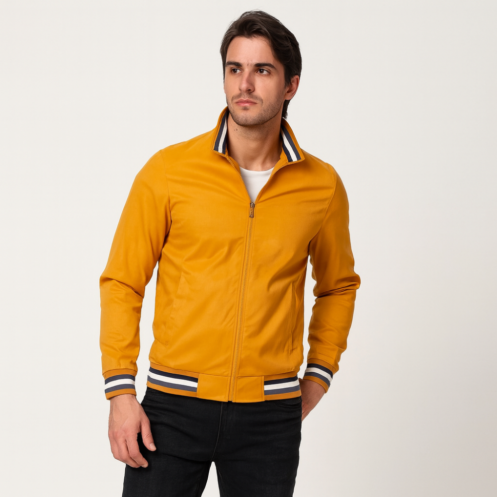 Men’s Casual Bomber Jacket – Zip-Up Slim Fit Outerwear