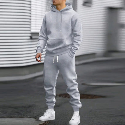 Men's Casual Fleece Tracksuit Set - Hooded Long Sleeve