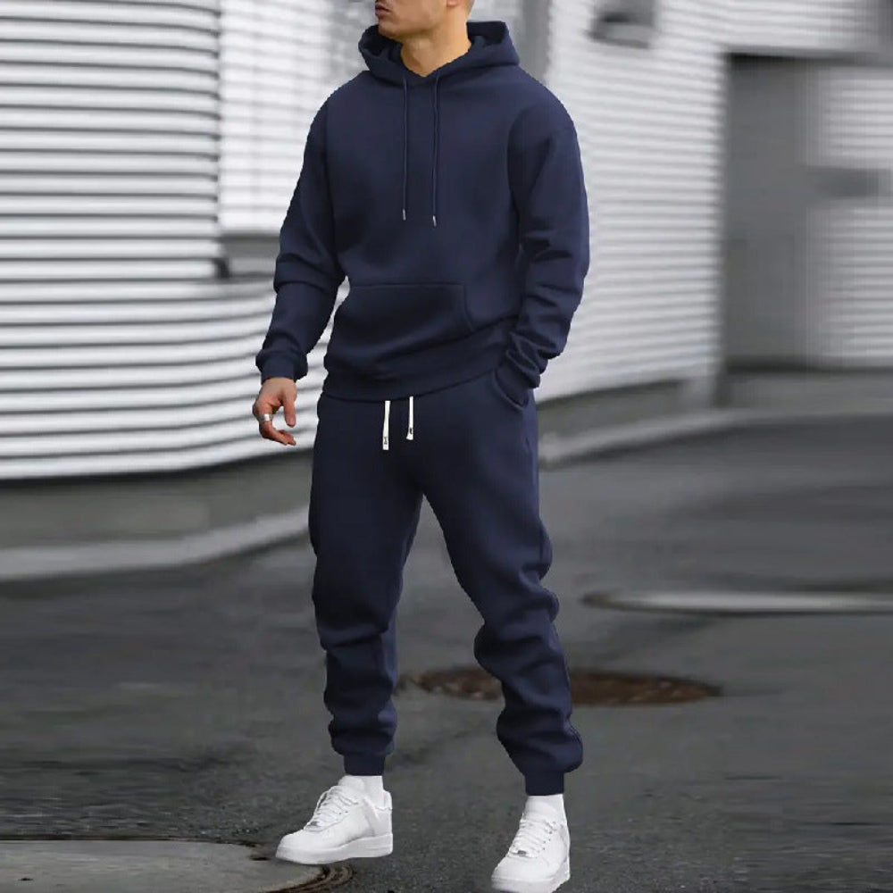 Men's Casual Fleece Tracksuit Set - Hooded Long Sleeve