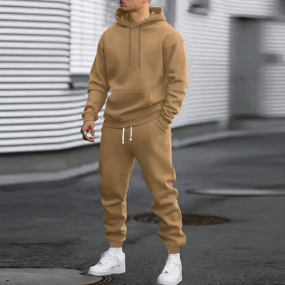 Men's Casual Fleece Tracksuit Set - Hooded Long Sleeve