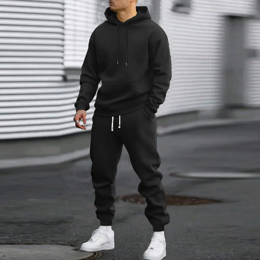 Men's Casual Fleece Tracksuit Set - Hooded Long Sleeve