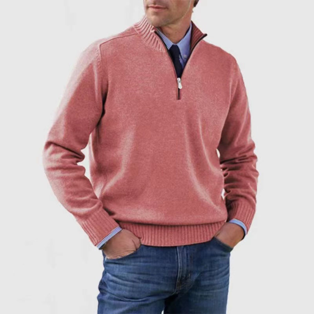 Men's Classic Quarter Zip Sweater - Long Sleeve Pullover