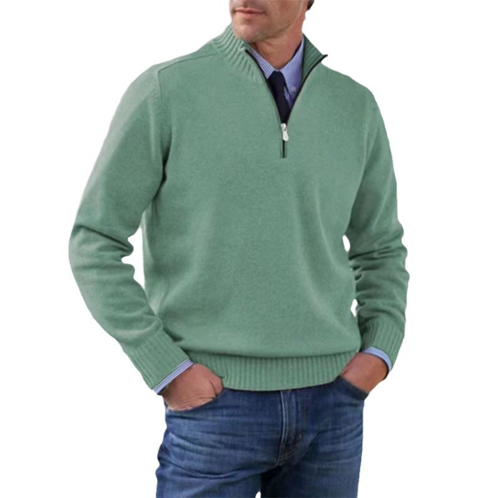 Men's Classic Quarter Zip Sweater - Long Sleeve Pullover