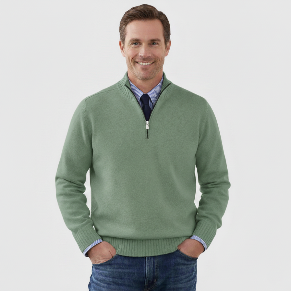 Men's Classic Quarter Zip Sweater - Long Sleeve Pullover