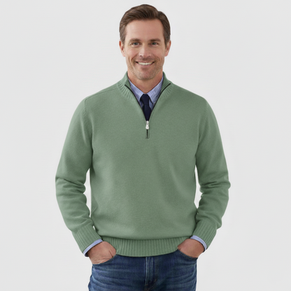 Men's Classic Quarter Zip Sweater - Long Sleeve Pullover