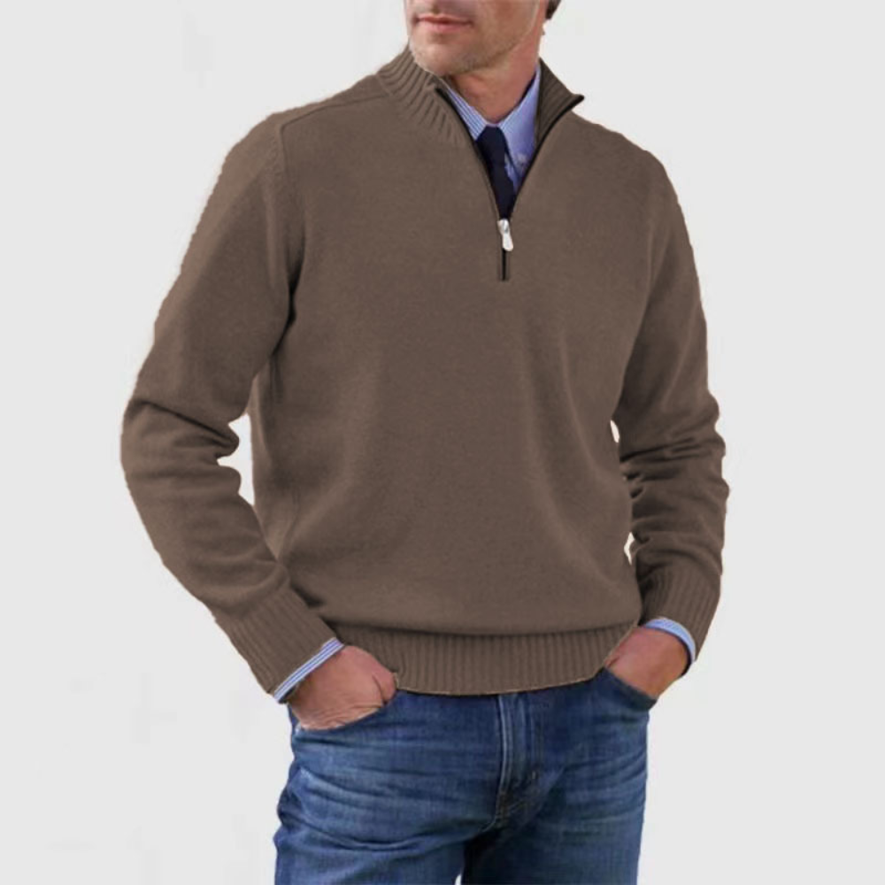 Men's Classic Quarter Zip Sweater - Long Sleeve Pullover