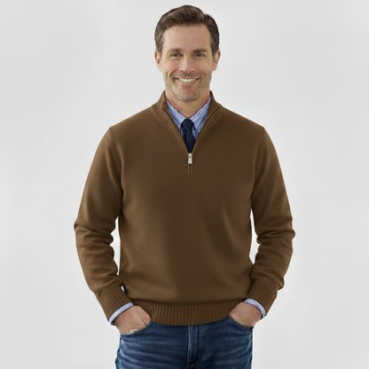 Men's Classic Quarter Zip Sweater - Long Sleeve Pullover