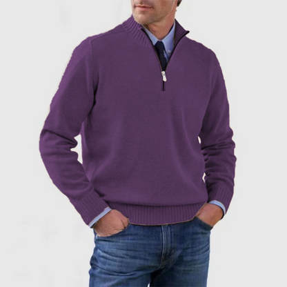 Men's Classic Quarter Zip Sweater - Long Sleeve Pullover