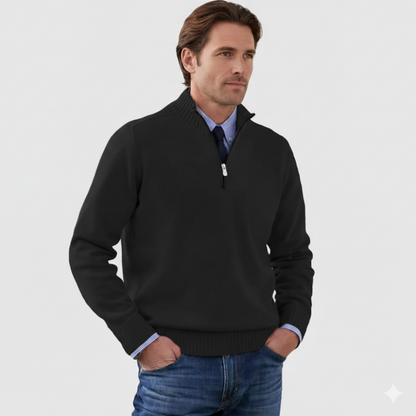Men's Classic Quarter Zip Sweater - Long Sleeve Pullover