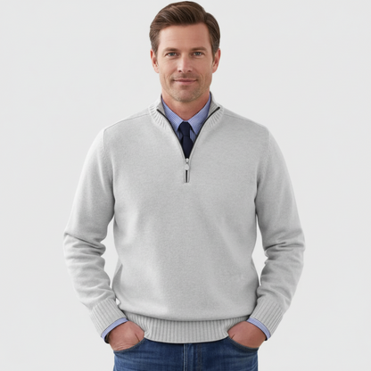Men's Classic Quarter Zip Sweater - Long Sleeve Pullover