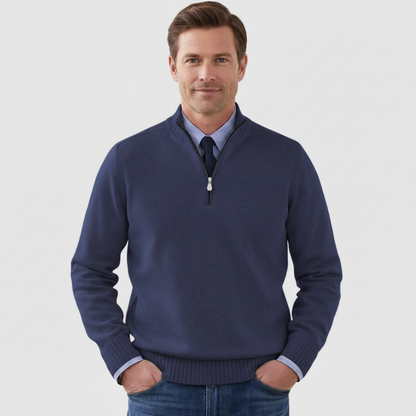 Men's Classic Quarter Zip Sweater - Long Sleeve Pullover