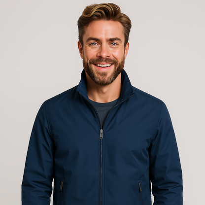 Men's Classic Zip Bomber Jacket - Casual Outerwear Style