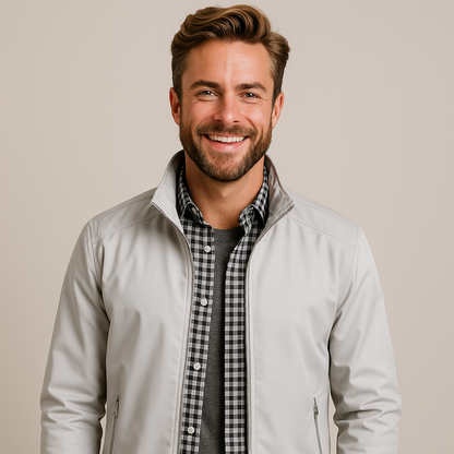 Men's Classic Zip Bomber Jacket - Casual Outerwear Style