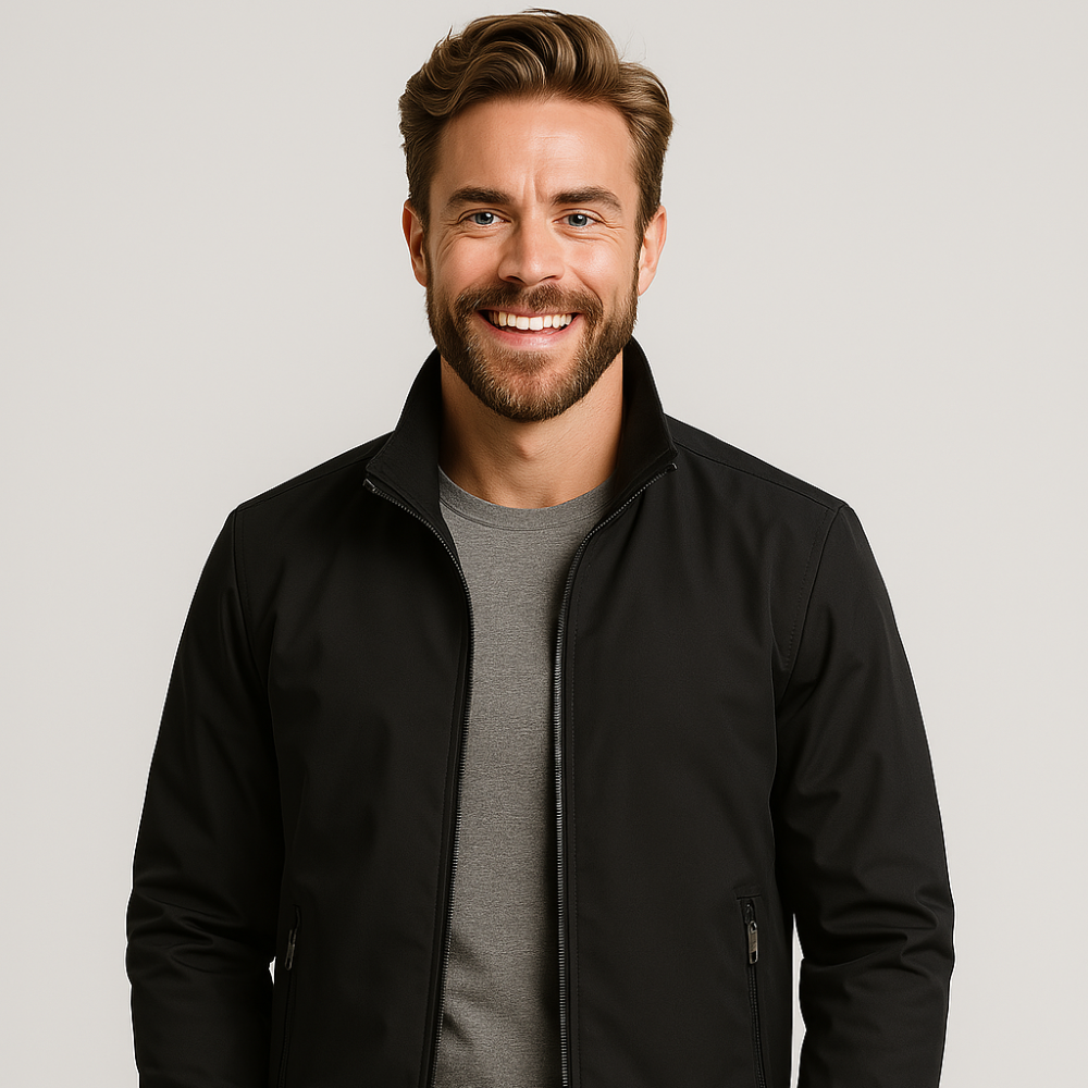 Men's Classic Zip Bomber Jacket - Casual Outerwear Style