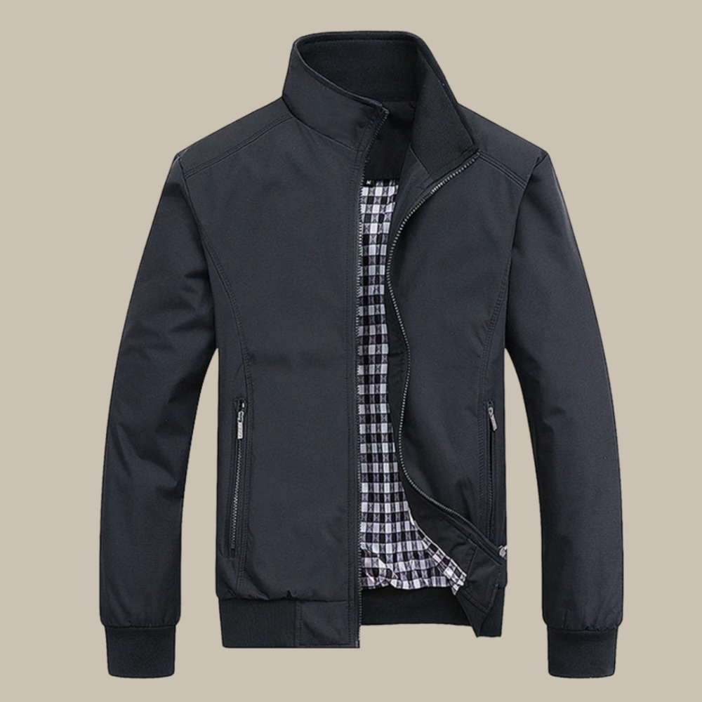 Men's Classic Zip Bomber Jacket - Casual Outerwear Style