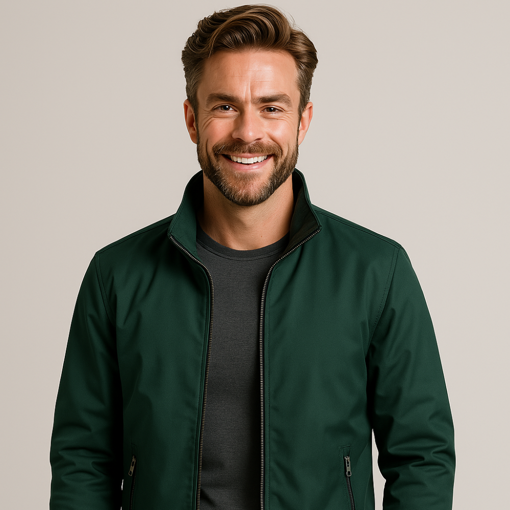 Men's Classic Zip Bomber Jacket - Casual Outerwear Style
