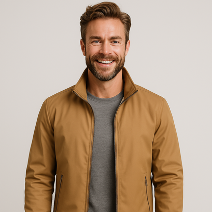 Men's Classic Zip Bomber Jacket - Casual Outerwear Style