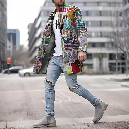 Men's Coat Long Graphic Stylish Fashionable Outerwear 1