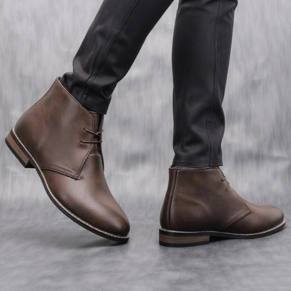 Men's Cowhide Leather Ankle Boots Comfortable Low-Cut Design 3