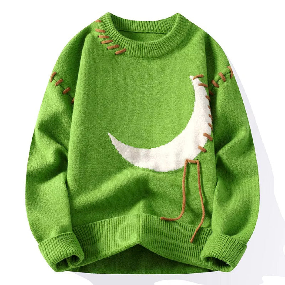 Men's Cozy Knitted Cotton Blend Sweater Half-Moon Design 10