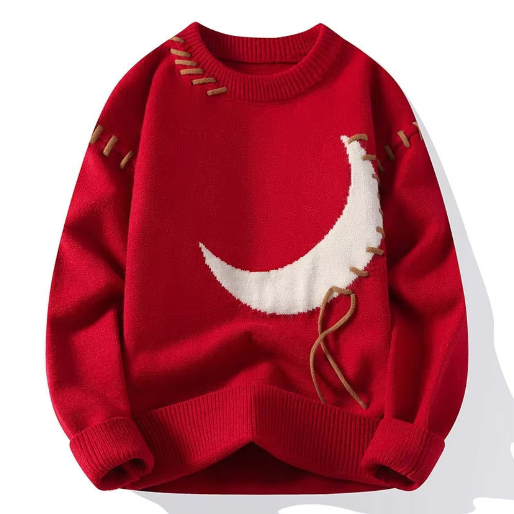 Men's Cozy Knitted Cotton Blend Sweater Half-Moon Design 2