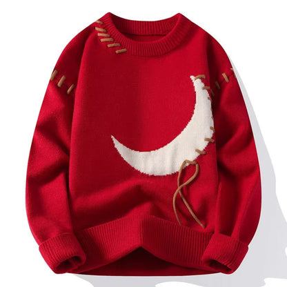 Men's Cozy Knitted Cotton Blend Sweater Half-Moon Design 2