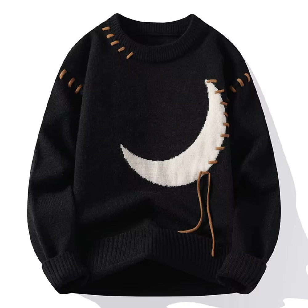 Men's Cozy Knitted Cotton Blend Sweater Half-Moon Design 4
