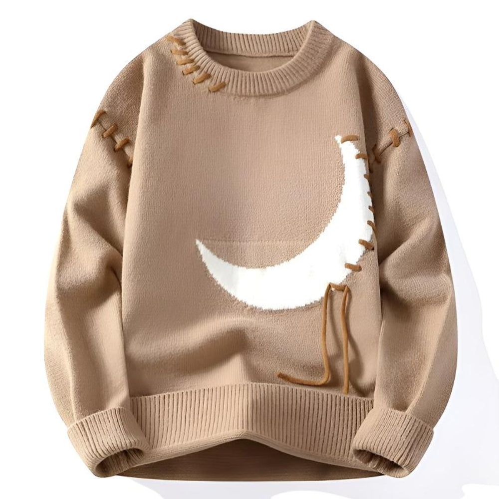 Men's Cozy Knitted Cotton Blend Sweater Half-Moon Design 6