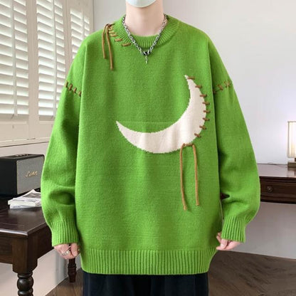 Men's Cozy Knitted Cotton Blend Sweater Half-Moon Design 9