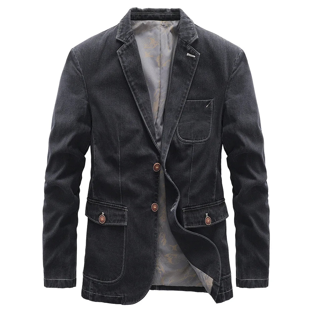 Men's Denim Jacket Casual Vintage Style Comfortable Fit 1