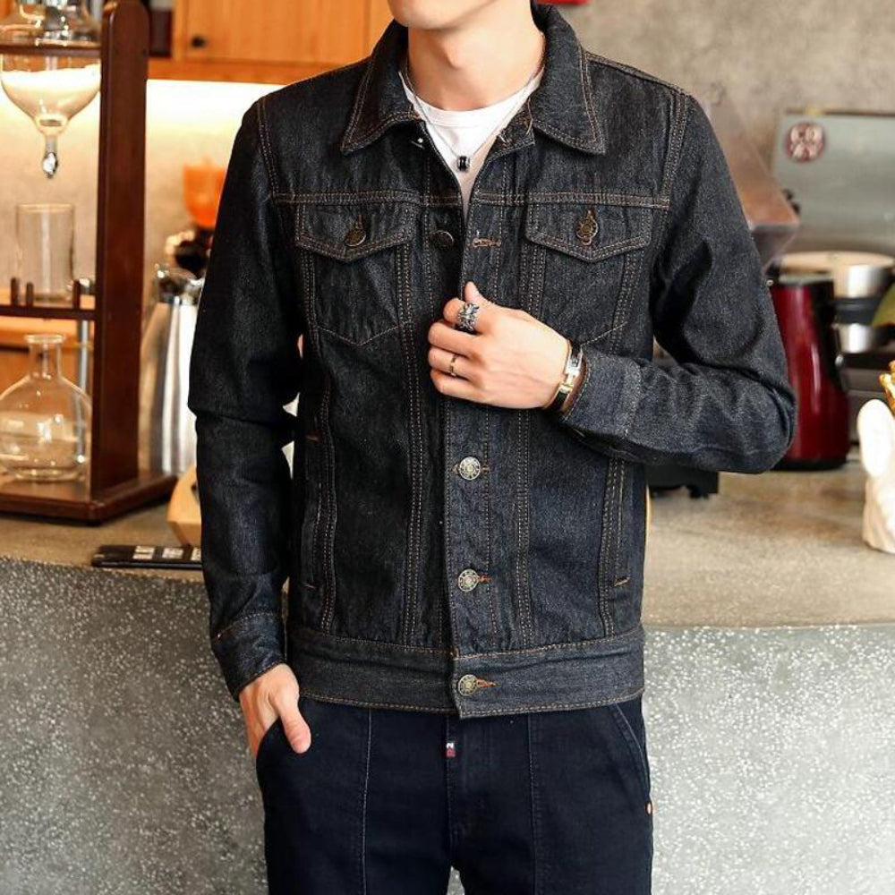 Men's Denim Trucker Jacket Stylish Casual Outerwear 1