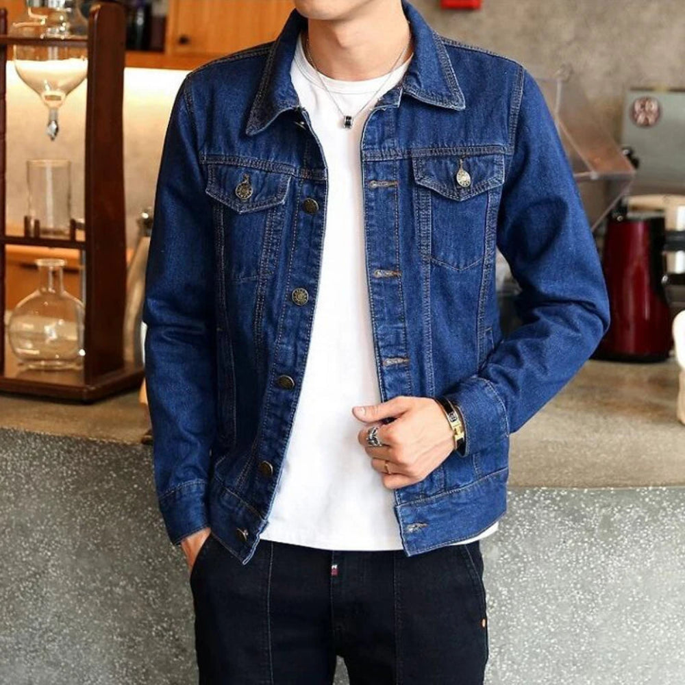Men's Denim Trucker Jacket Stylish Casual Outerwear 7