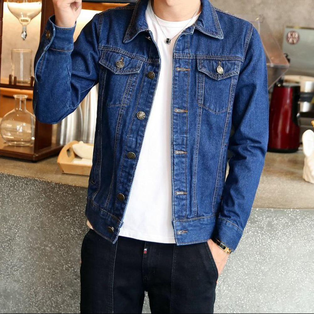Men's Denim Trucker Jacket Stylish Casual Outerwear 8