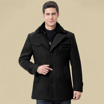 Men's Double Breasted Fleece Jacket - Tailored Winter