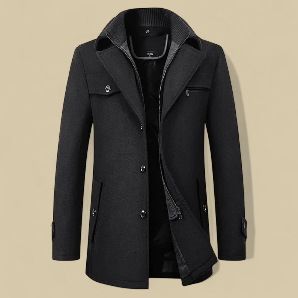 Men's Double Breasted Fleece Jacket - Tailored Winter
