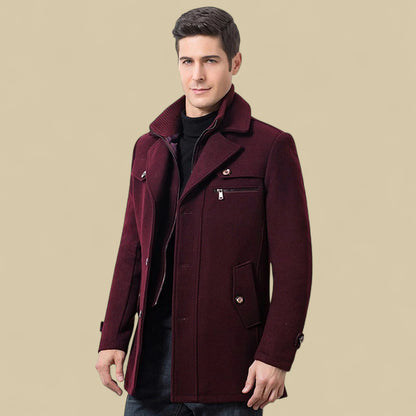 Men's Double Breasted Fleece Jacket - Tailored Winter