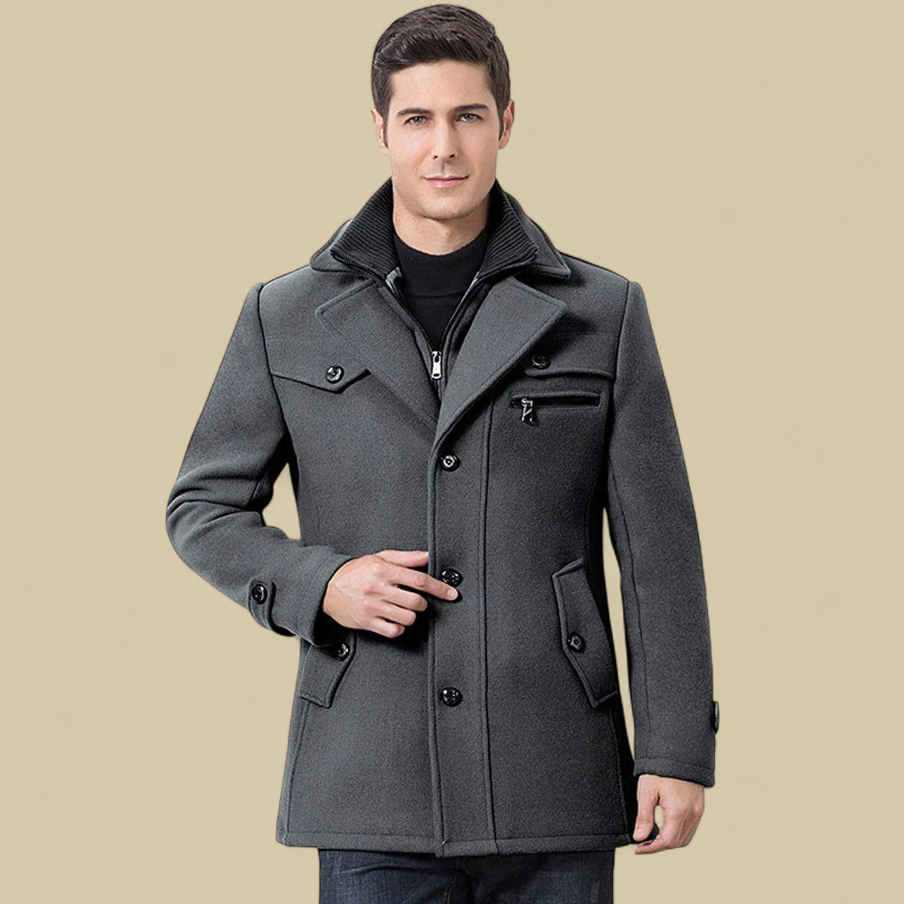 Men's Double Breasted Fleece Jacket - Tailored Winter