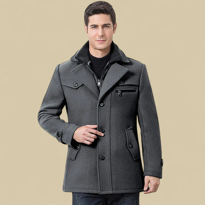 Men's Double Breasted Fleece Jacket - Tailored Winter