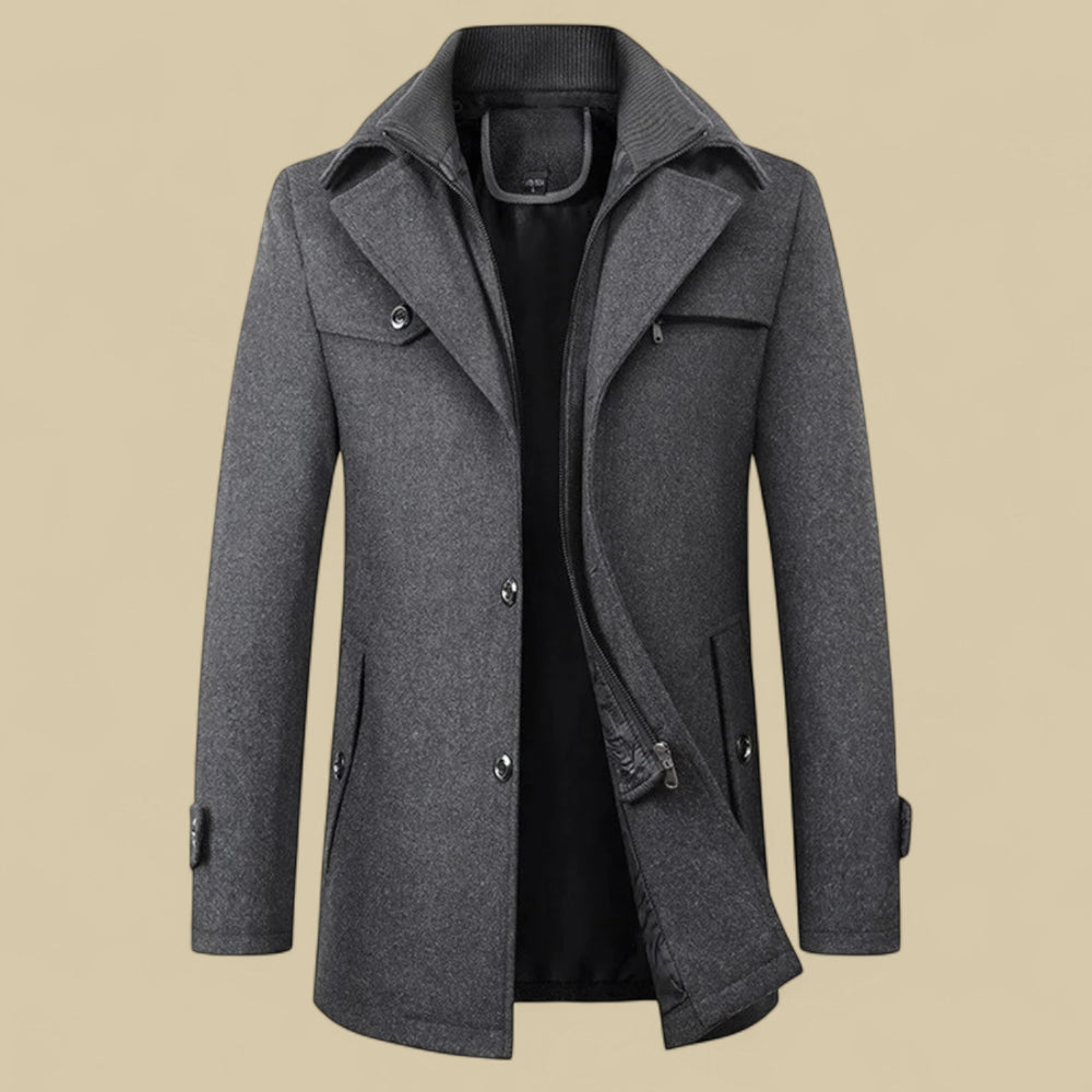Men's Double Breasted Fleece Jacket - Tailored Winter