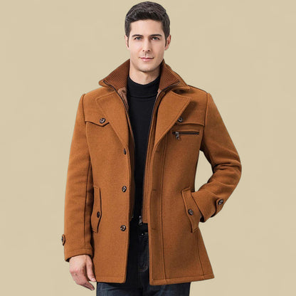 Men's Double Breasted Fleece Jacket - Tailored Winter