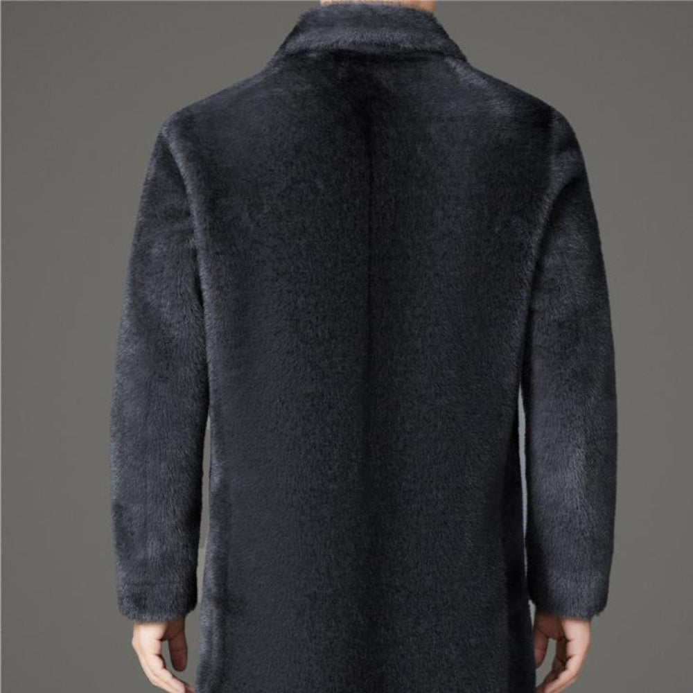 Men's Faux Fur Reversible Winter Coat Elegant Cozy Design 2