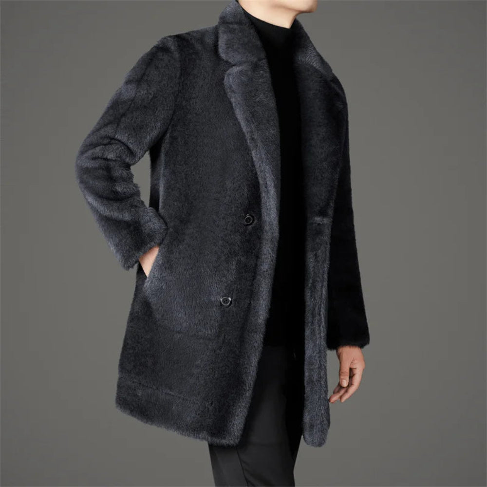 Men's Faux Fur Reversible Winter Coat Elegant Cozy Design 3