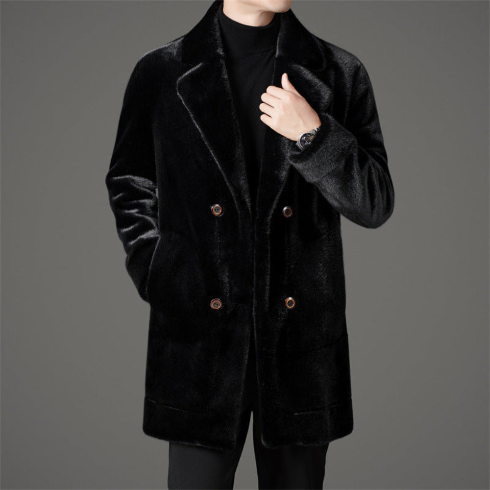 Men's Faux Fur Reversible Winter Coat Elegant Cozy Design 5