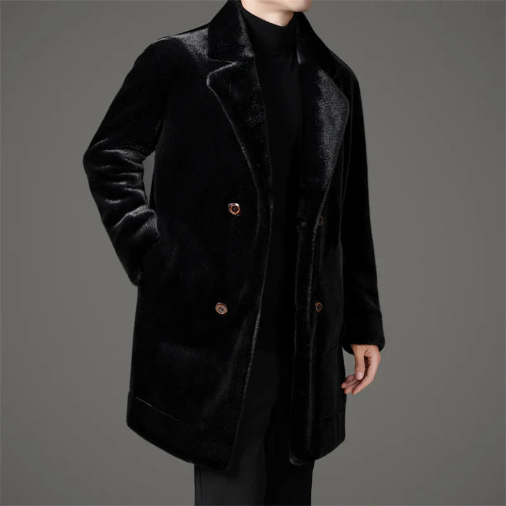 Men's Faux Fur Reversible Winter Coat Elegant Cozy Design 6