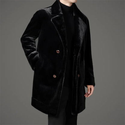 Men's Faux Fur Reversible Winter Coat Elegant Cozy Design 6